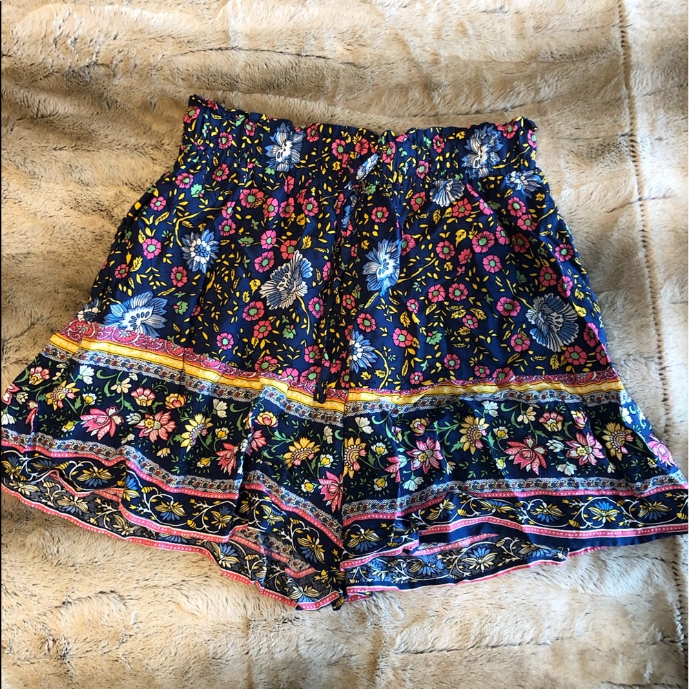 Navy Blue Floral Flowy Shorts